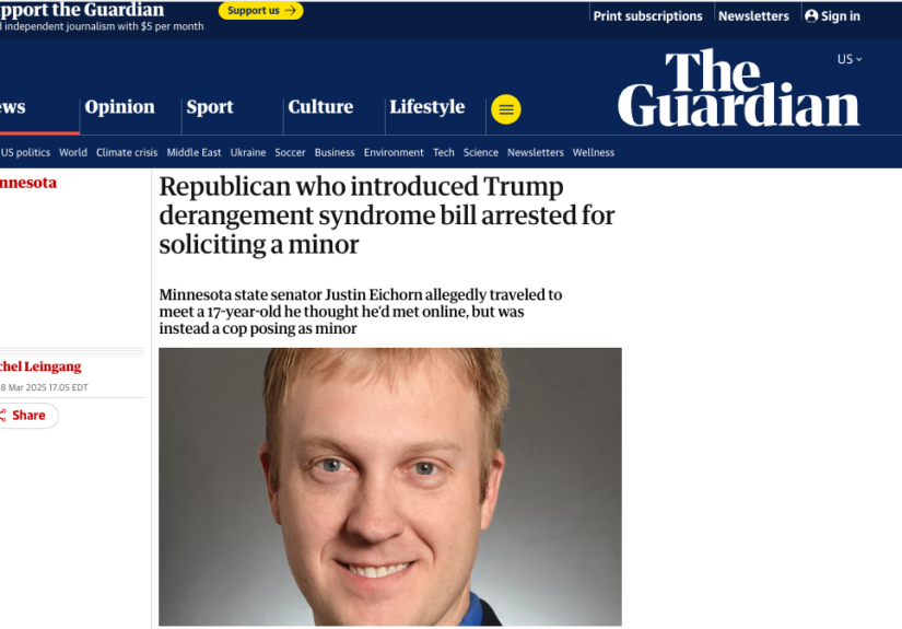 Senator Justin Eichorn arrested for soliciting sex from a minor.